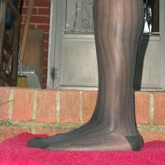 Mens Sheer Nylon OTC Thick N Thin Socks, TNT's Cap Toe and Heel, Black SZ 10-13 - Picture 2 of 16